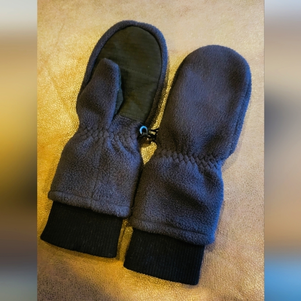 Kids Lands End Black Fleece Mittens
